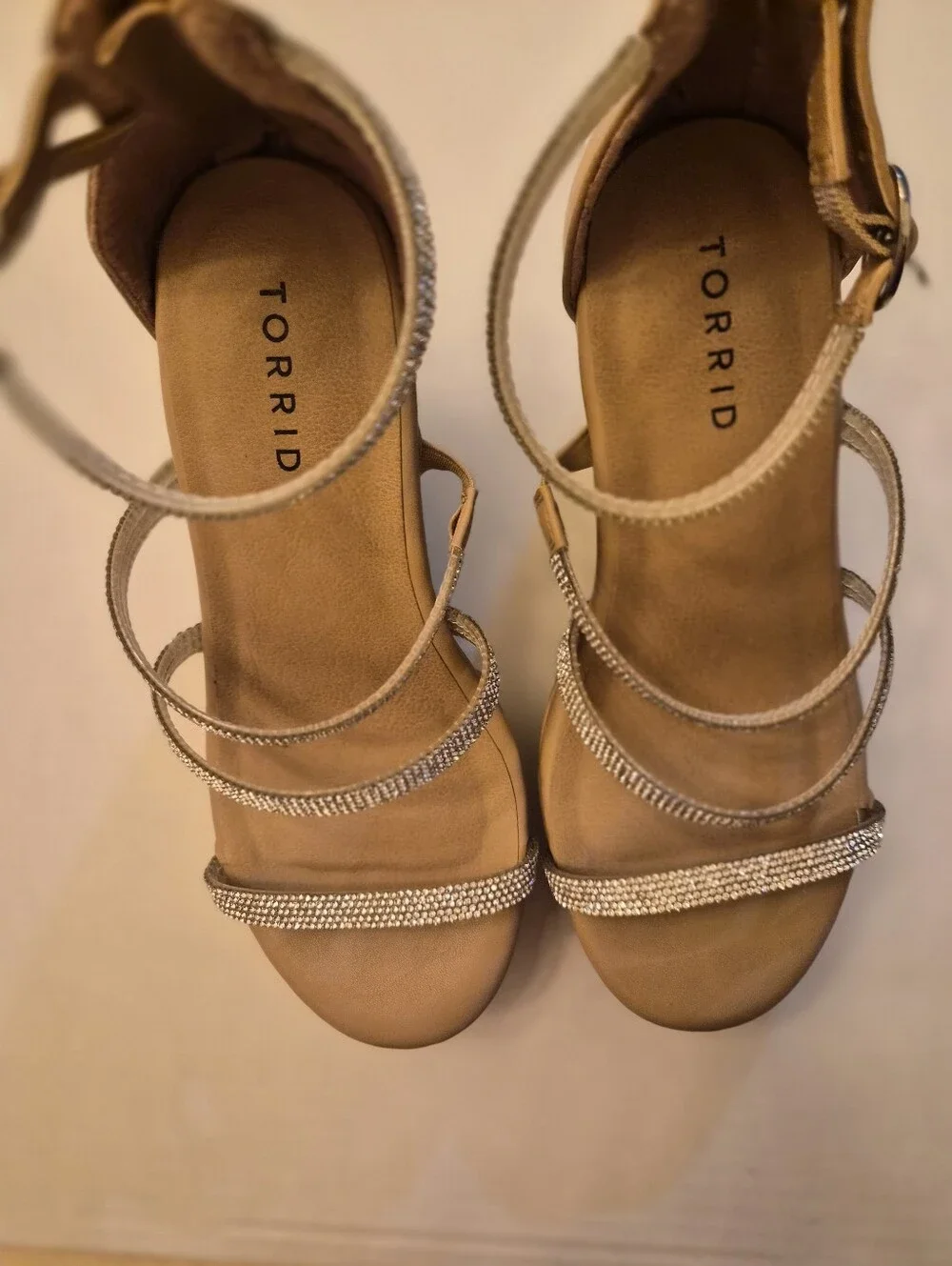 torrid Blush Nude Wedge Sandals with Sparkle Straps